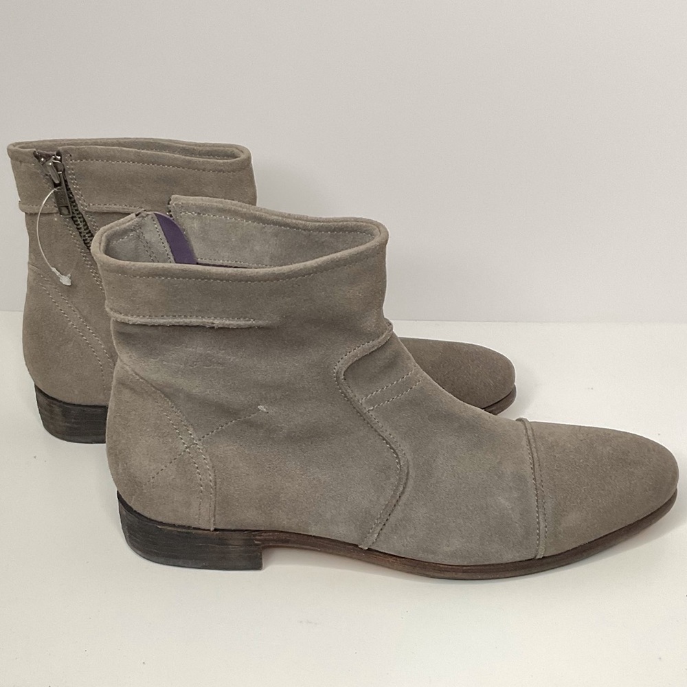 NWOT Blackstone Footwear 9 IM27 Fumo Leather Ankle Boots Zipper Gray Stitched